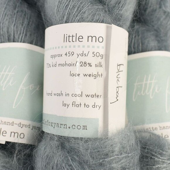 Little Fox Yarn Little Mo Lace Weight 3 Skeins 72% Kid Mohair 28% Silk Blue Boy - Picture 3 of 4